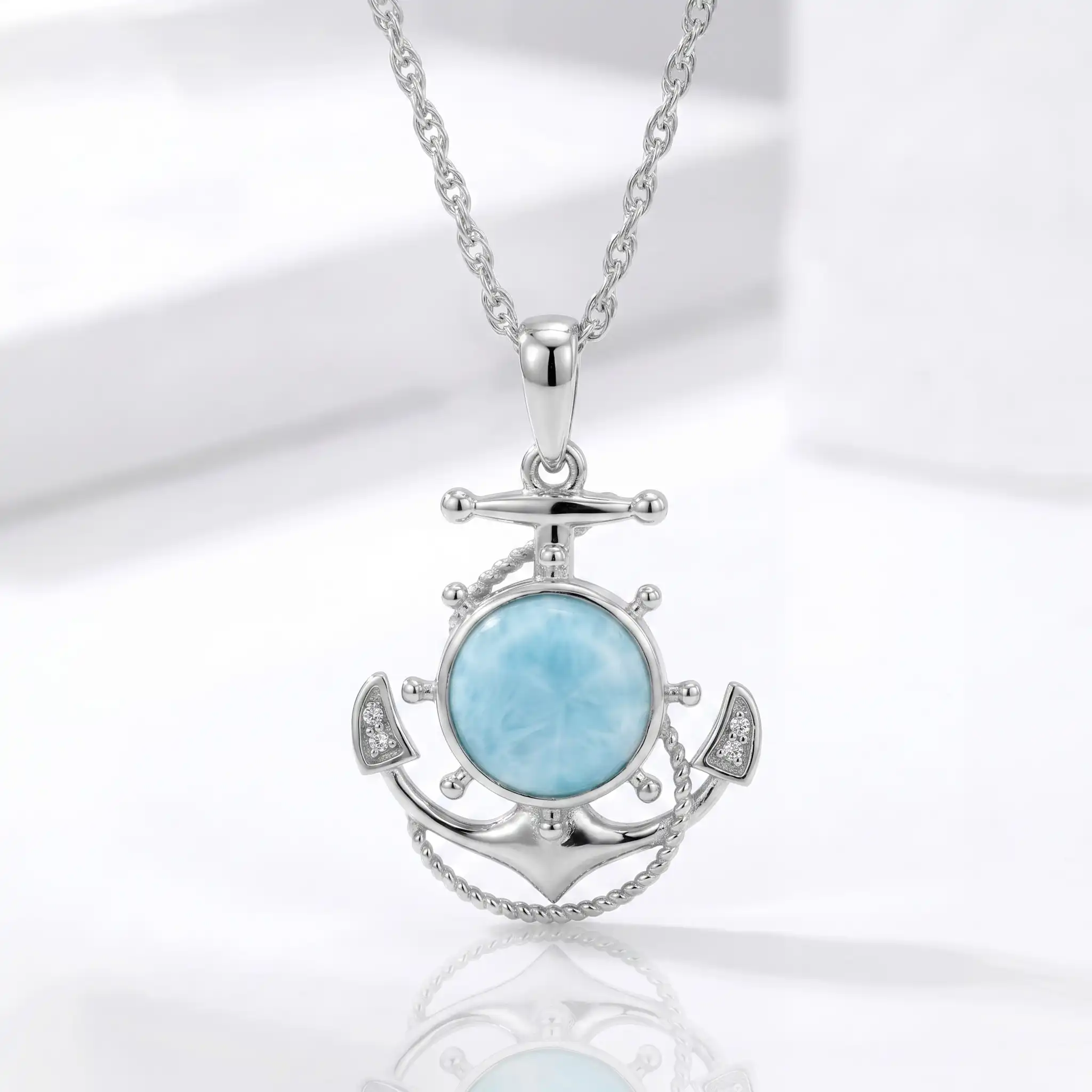Larimar Anchor Necklace