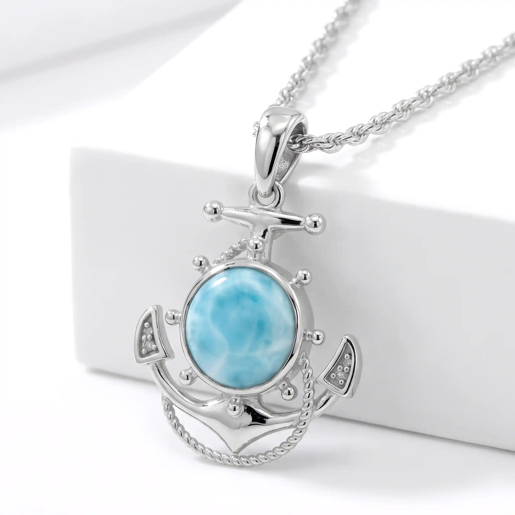Larimar Anchor Necklace