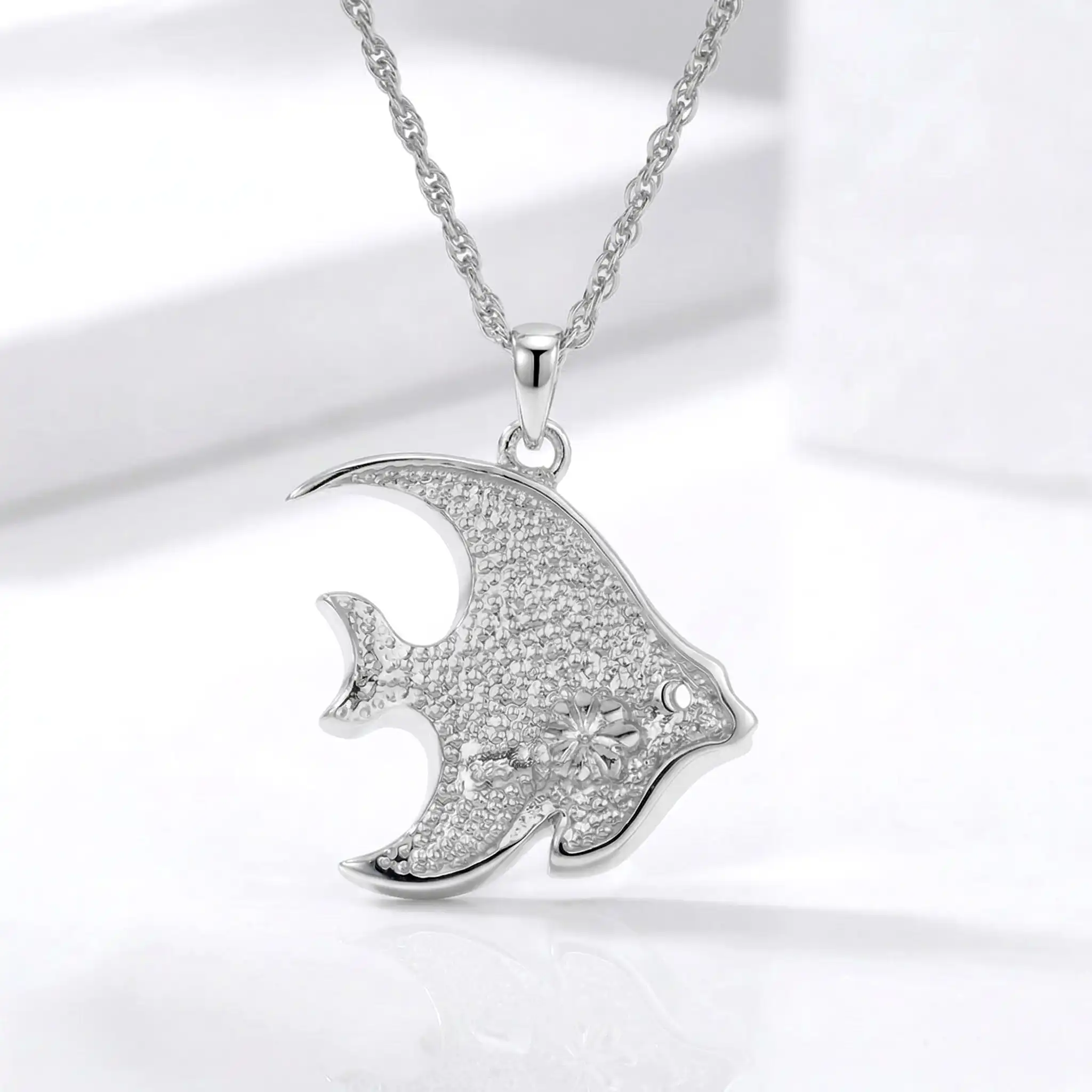 Fish Necklace in sterling silver and larimar