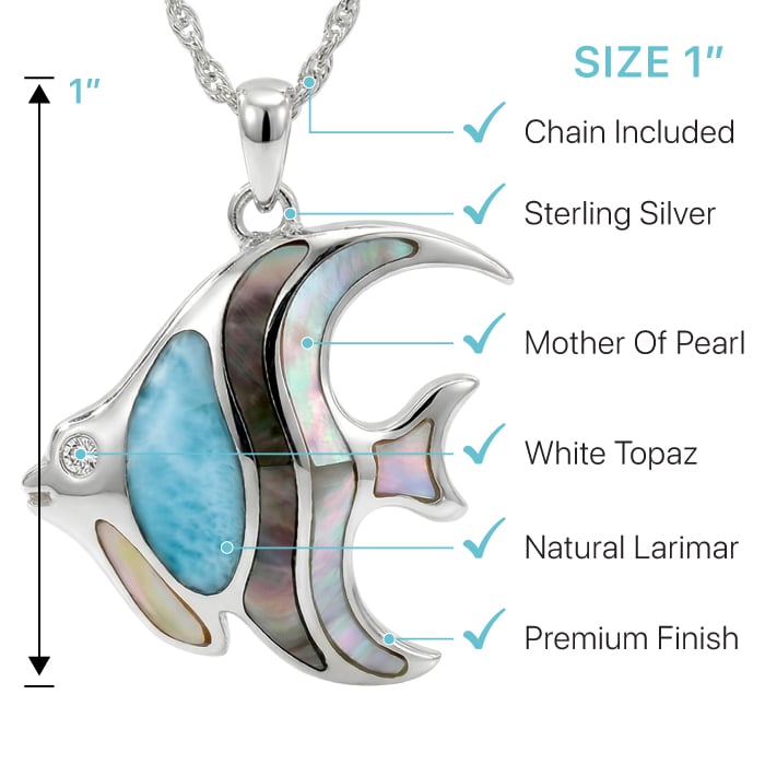 Fish Necklace in sterling silver and larimar