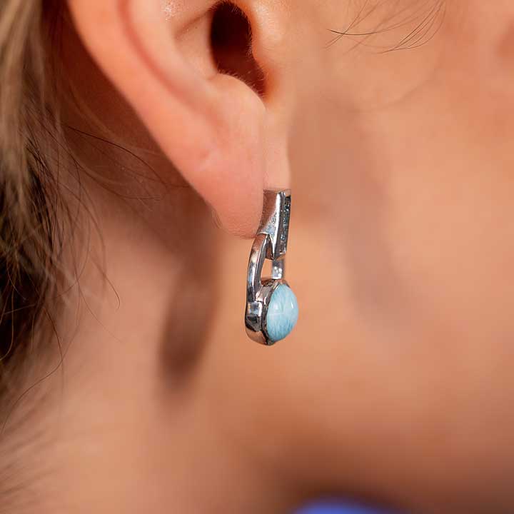 Aqua Earrings in sterling silver with Larimar and blue topaz by marahlago