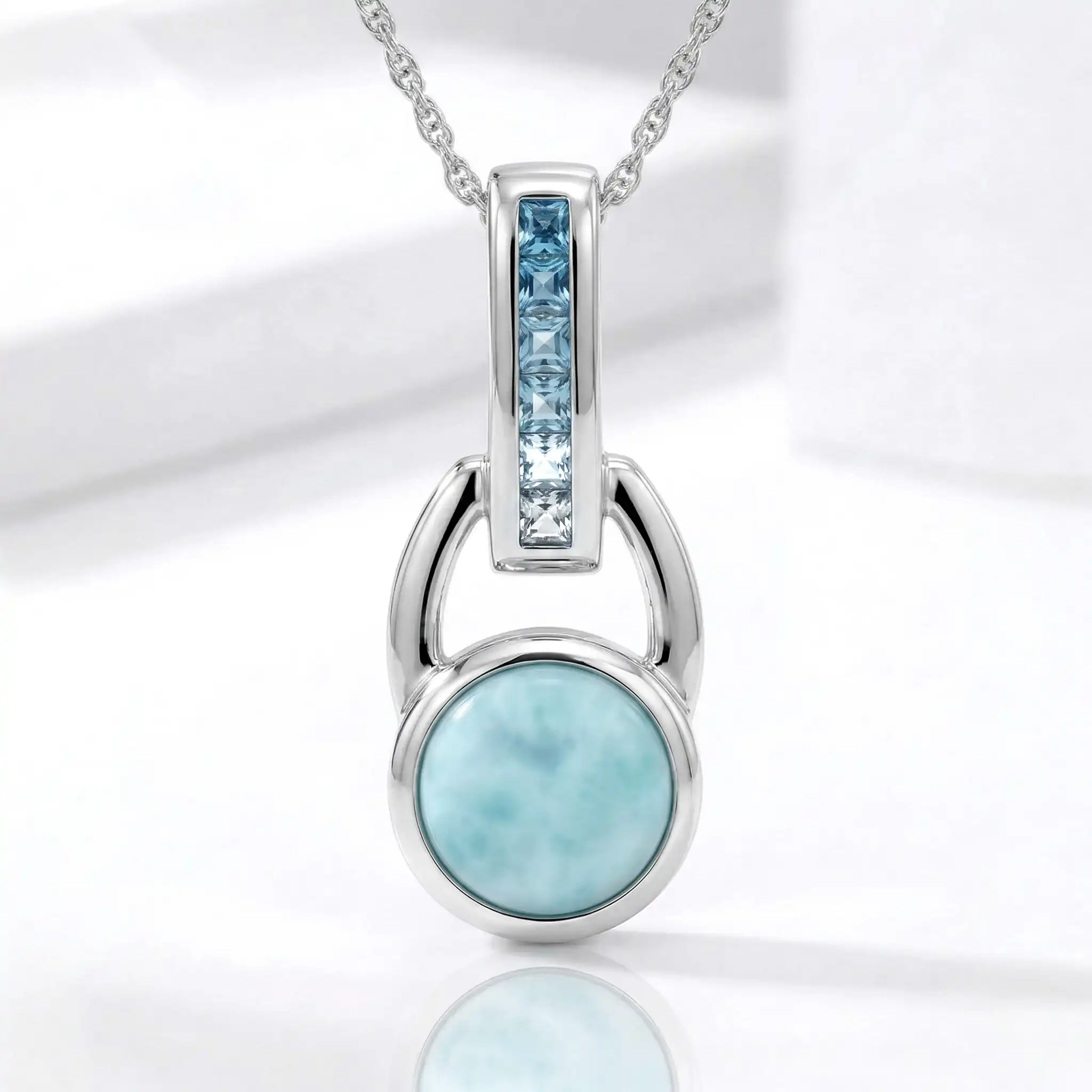 Aqua Necklace in sterling silver with Larimar and blue topaz by marahlago