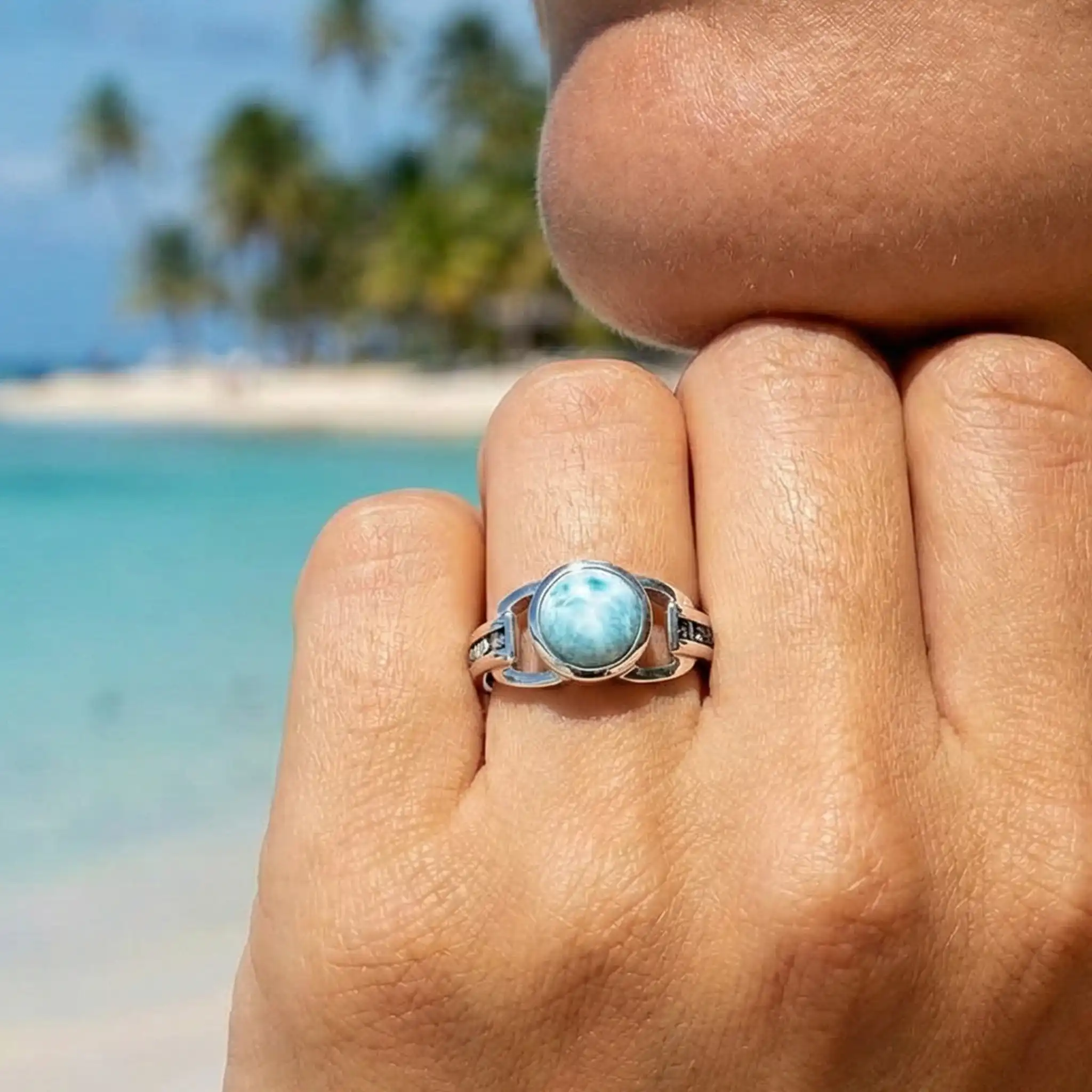 Aqua ring in sterling silver with Larimar and blue topaz by marahlago