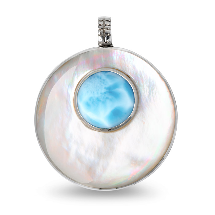 Mother of Pearl Necklace with larimar