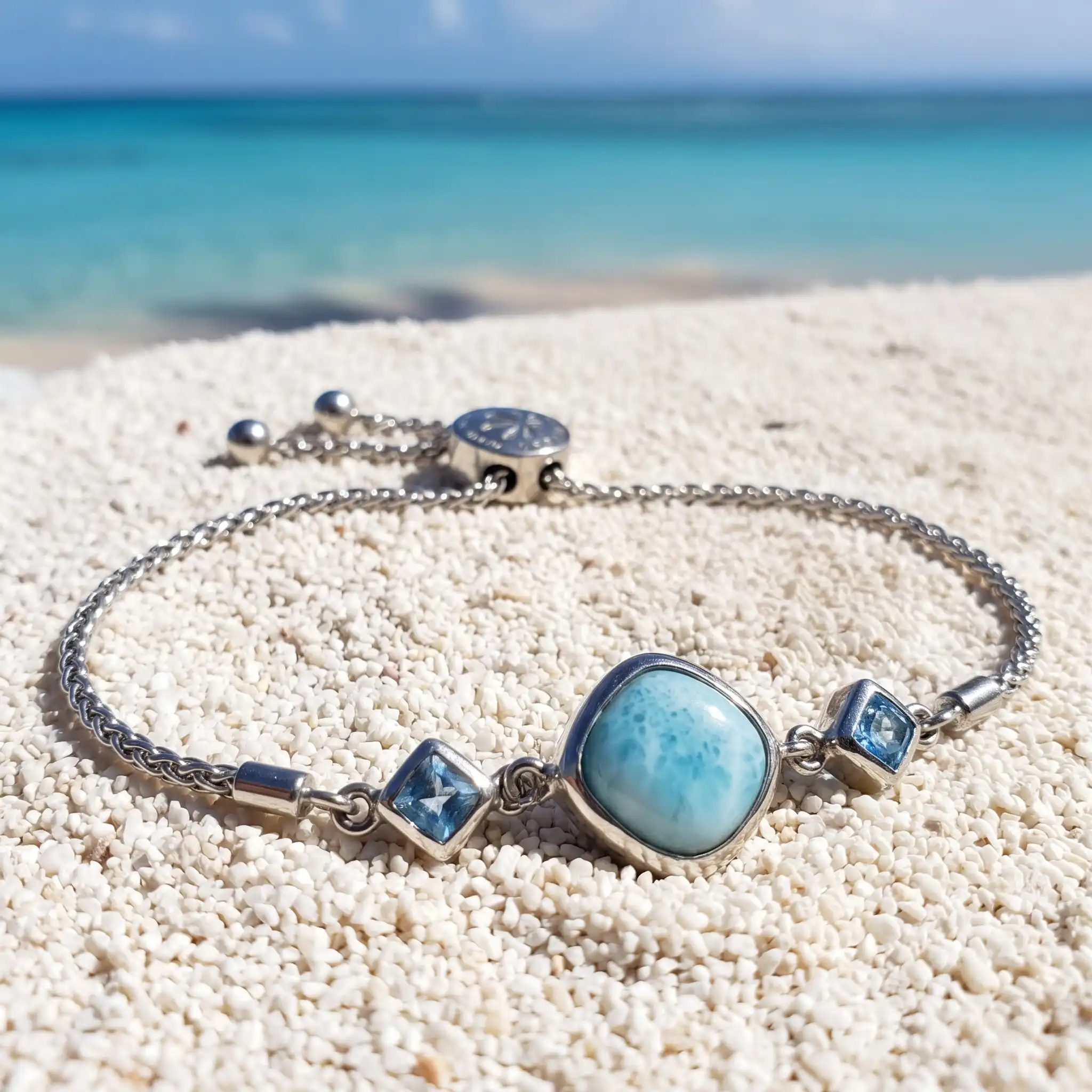 Blue Stone Bracelet with larimar and silver by marahlago
