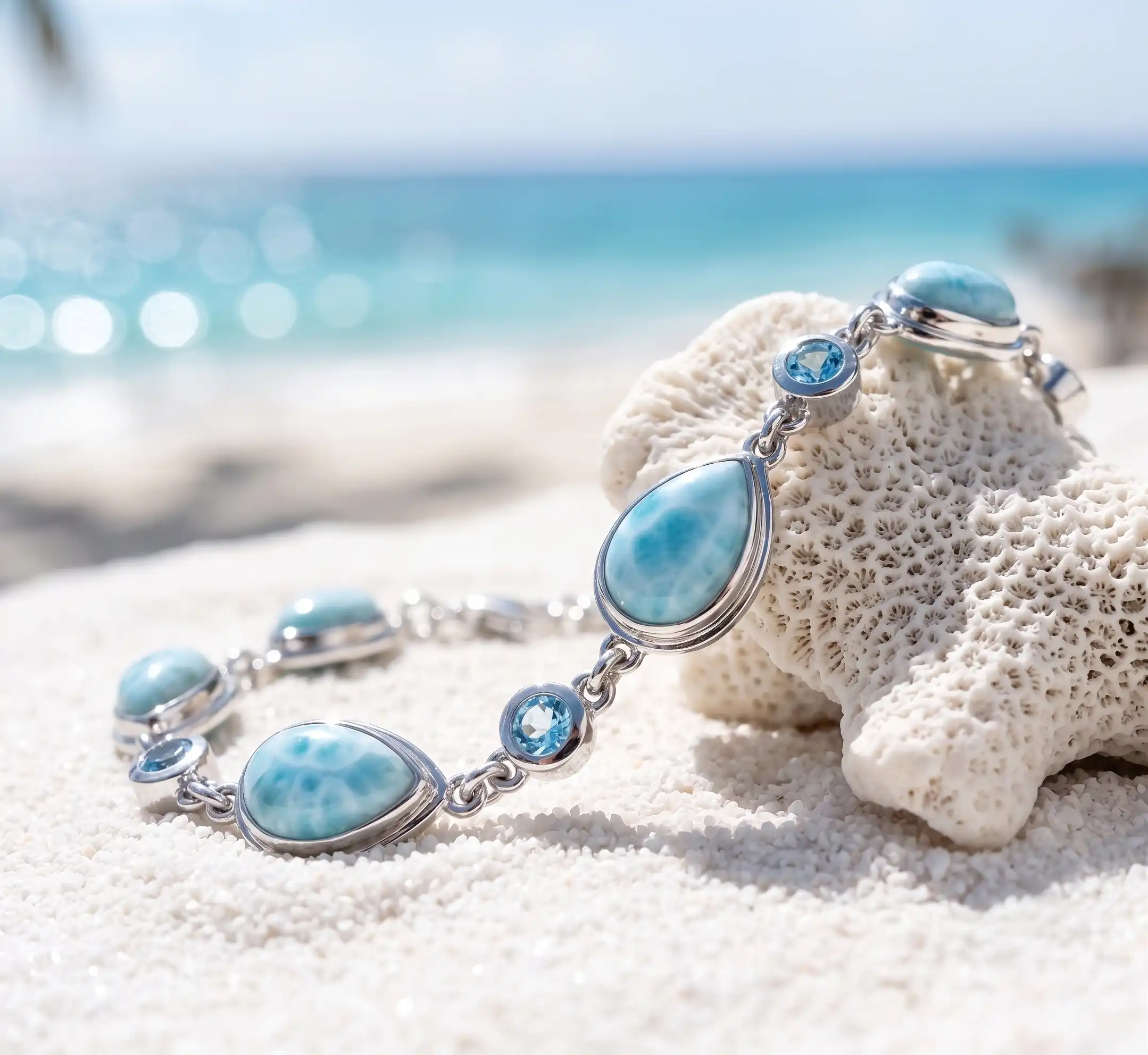 Larimar Atlantic Pear Bracelet Silver Marahlago
