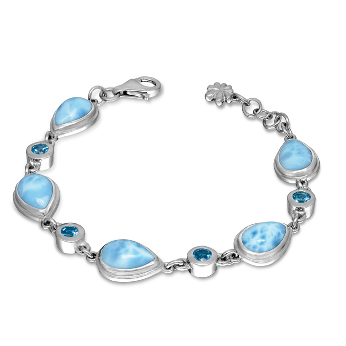 Blue Topaz Bracelet in silver and larimar