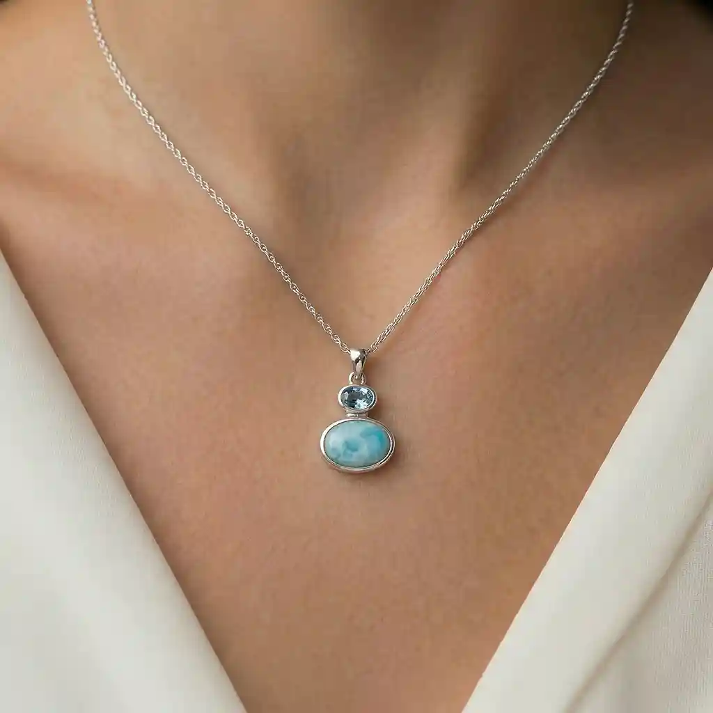 Avery Larimar Sterling Silver Pendant Necklace by Marahlago 