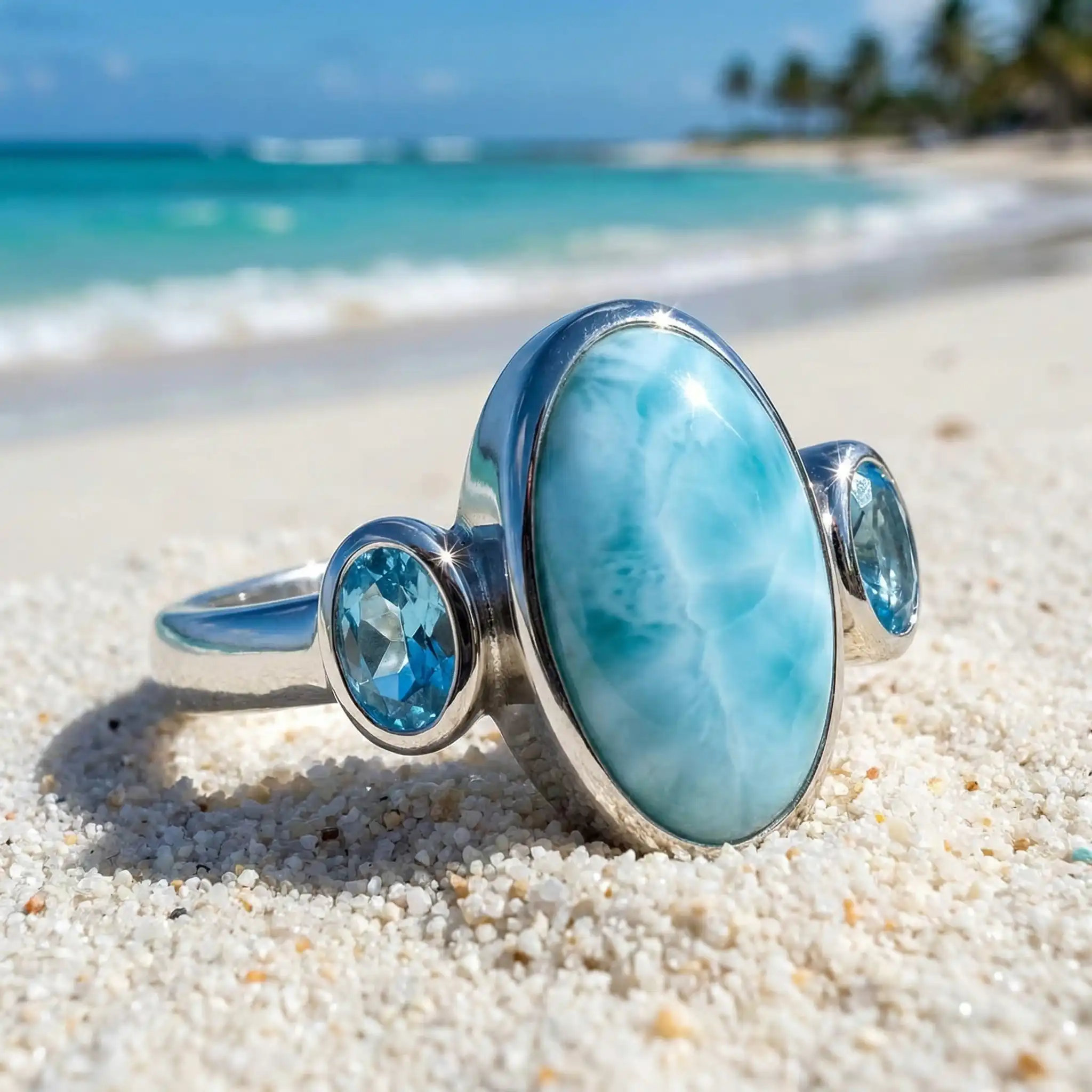 Larimar Avery Ring in Sterling Silver by Marahlago 