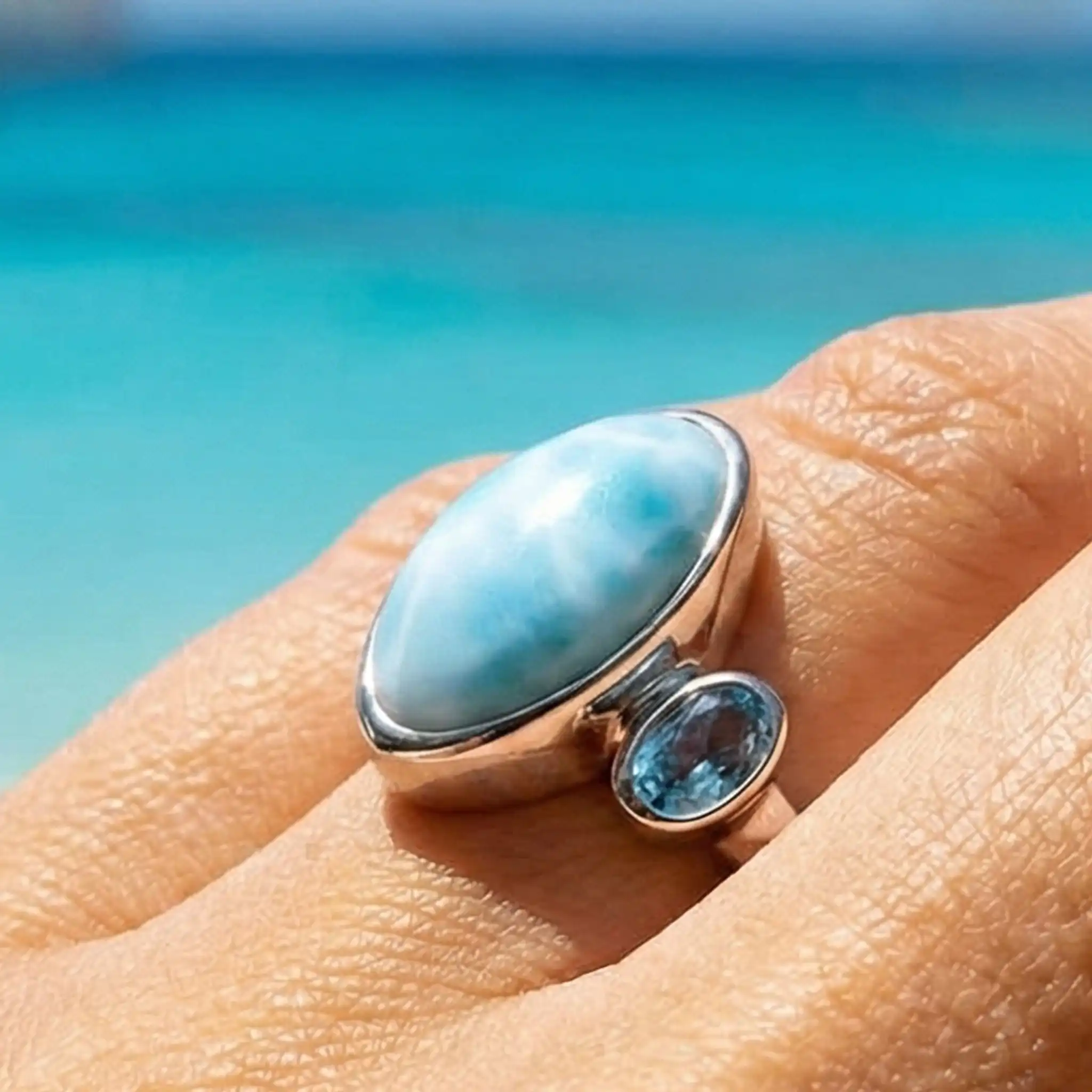 Larimar Avery Ring in Sterling Silver by Marahlago 