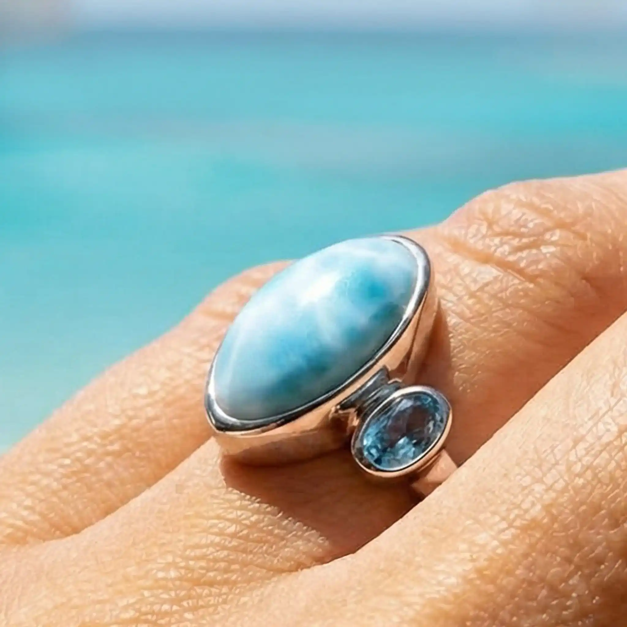 Larimar Avery Ring in Sterling Silver by Marahlago 