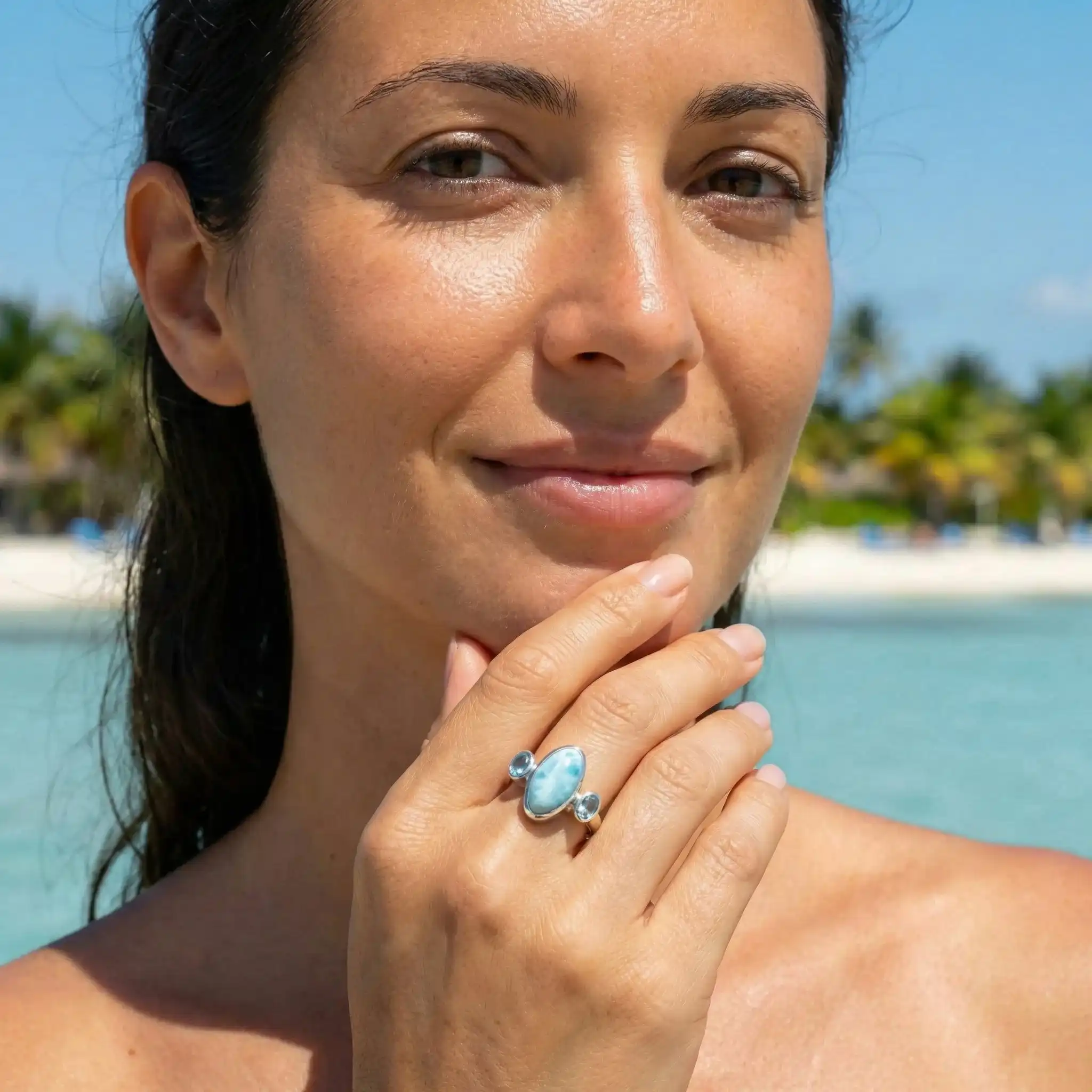 Larimar Avery Ring in Sterling Silver by Marahlago 