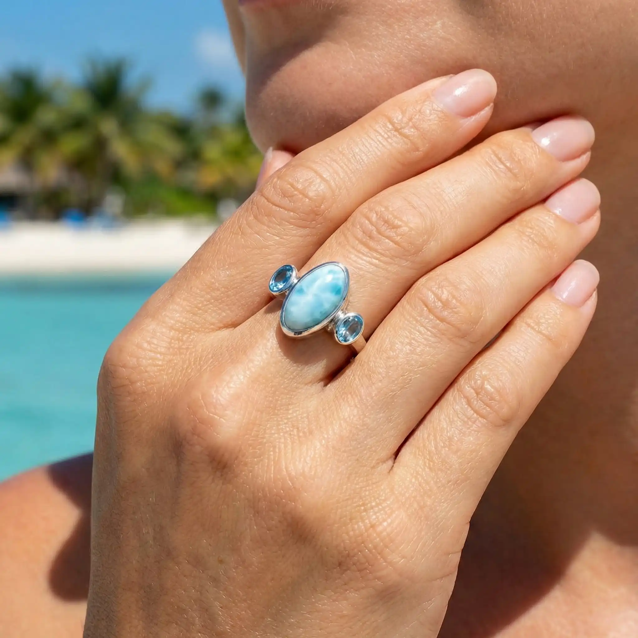 Larimar Avery Ring in Sterling Silver by Marahlago 
