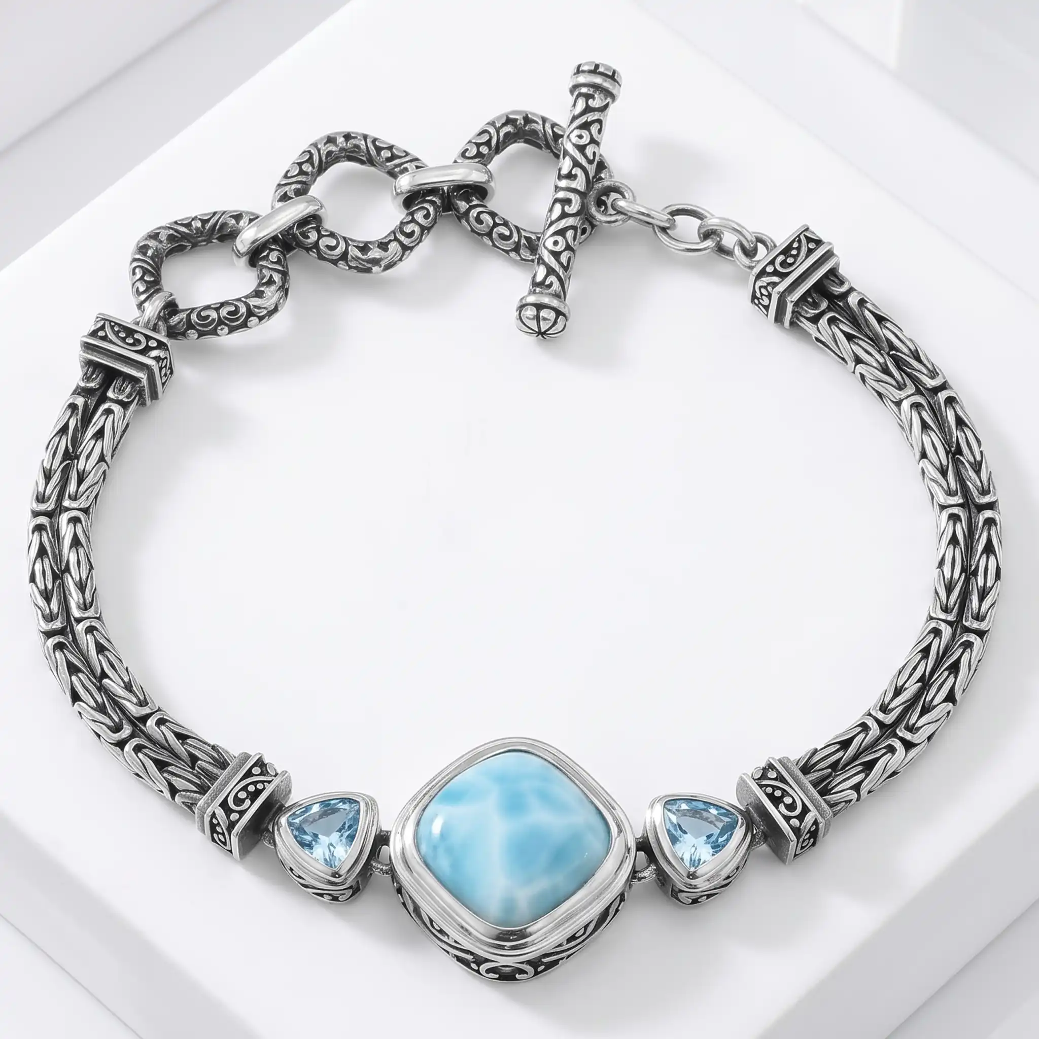 Larimar Azure Antique Bracelet in sterling silver 