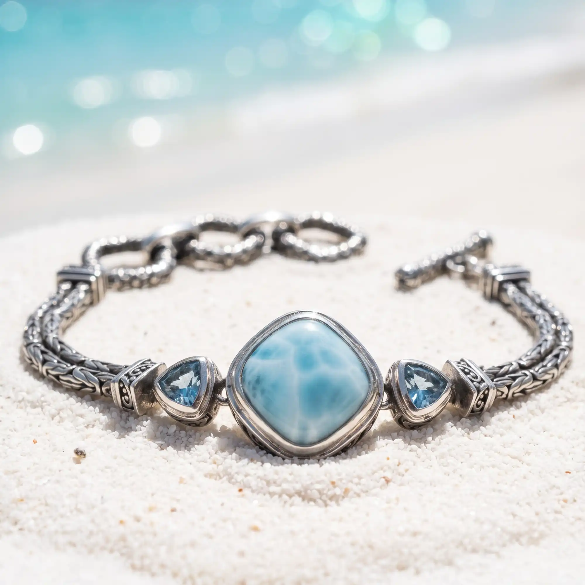 Larimar Azure Antique Bracelet in sterling silver 