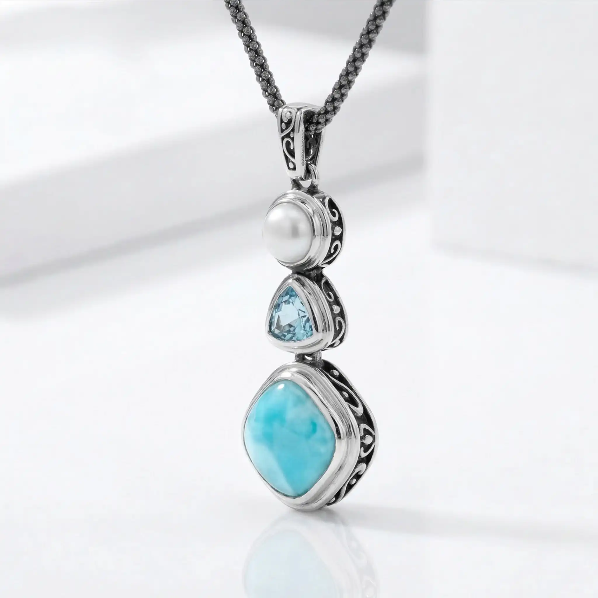 Larimar Azure Cushion Necklace