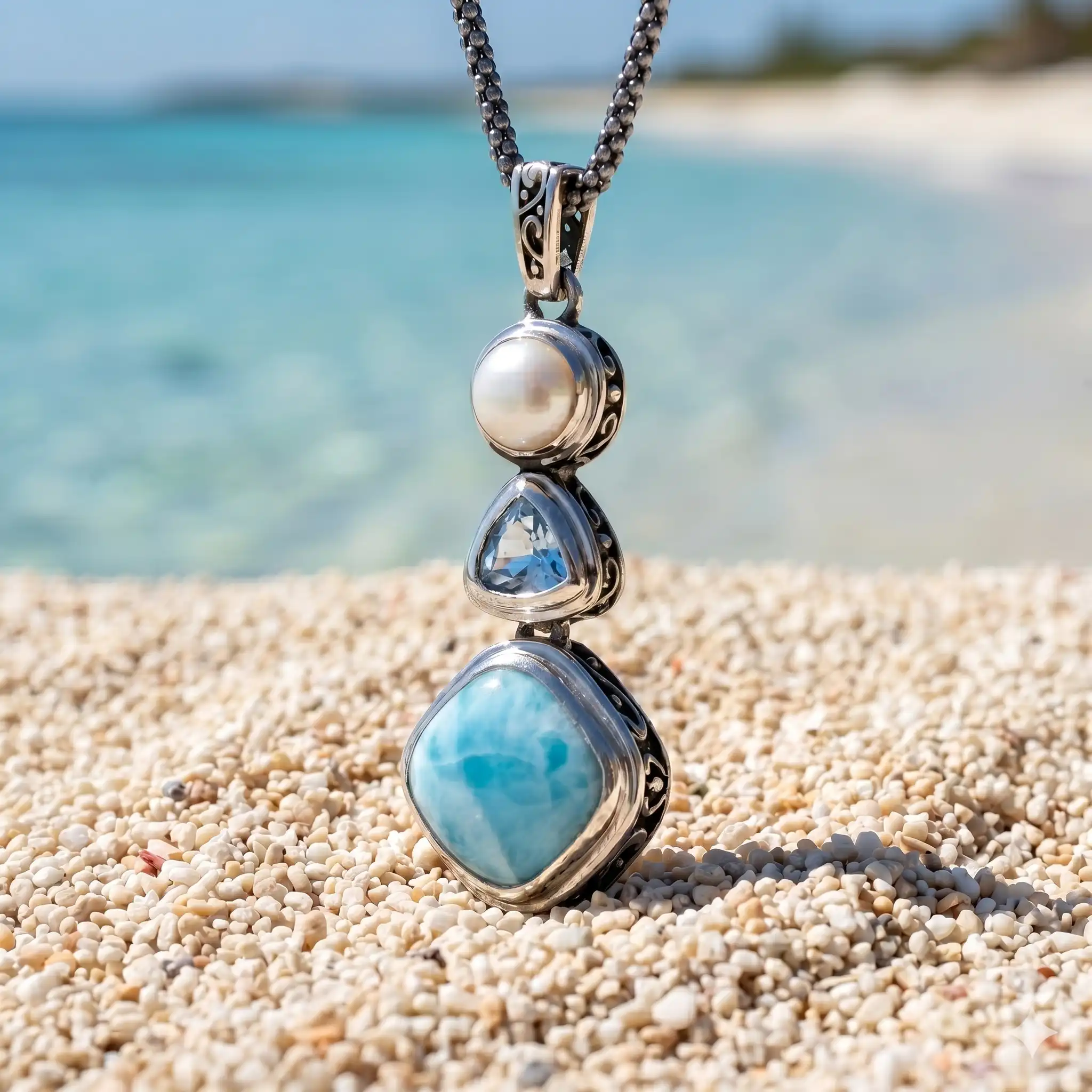 Larimar Azure Cushion Necklace