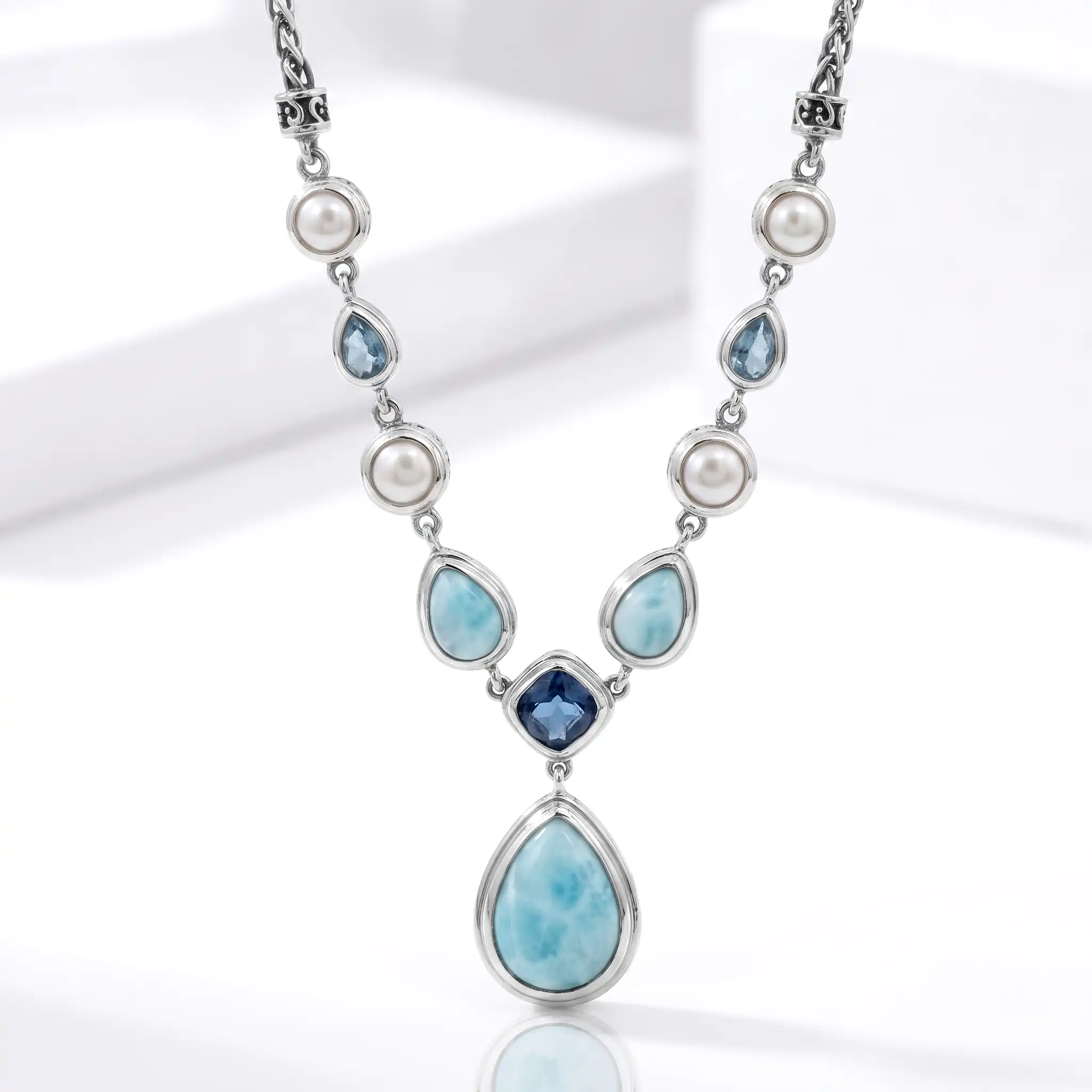 Larimar Gemstone necklace in sterling silver