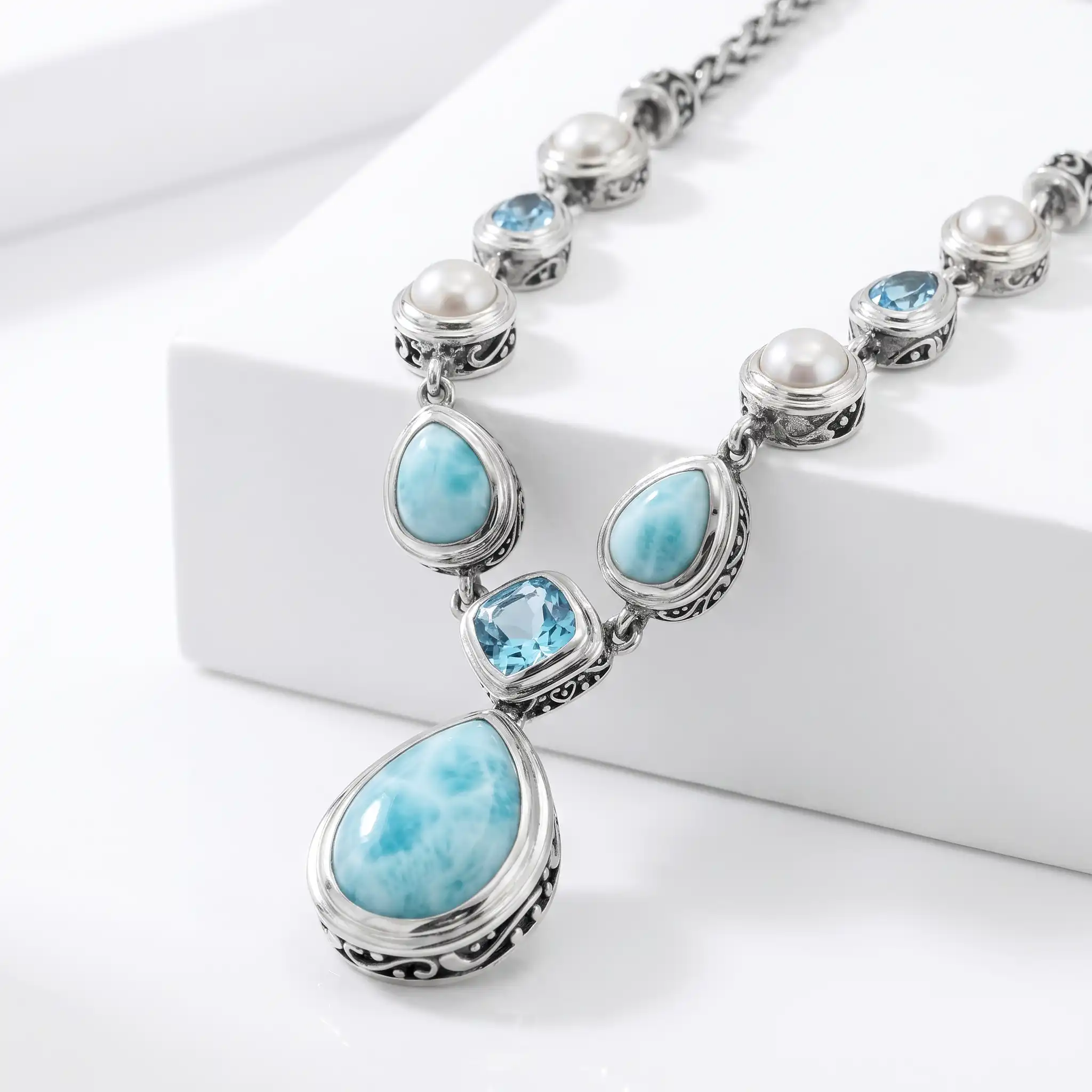 Larimar Gemstone necklace in sterling silver