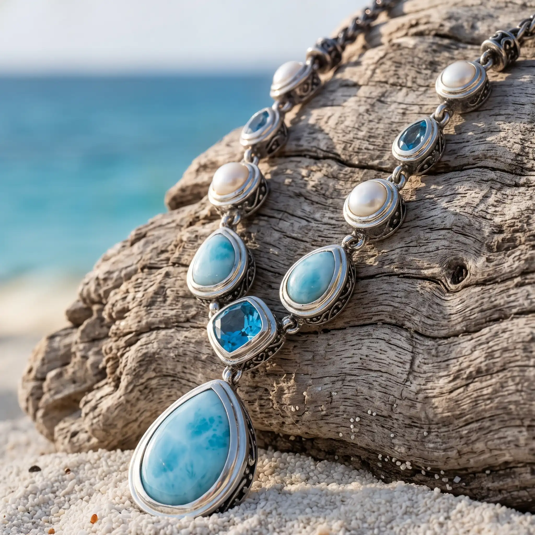 Larimar Gemstone necklace in sterling silver