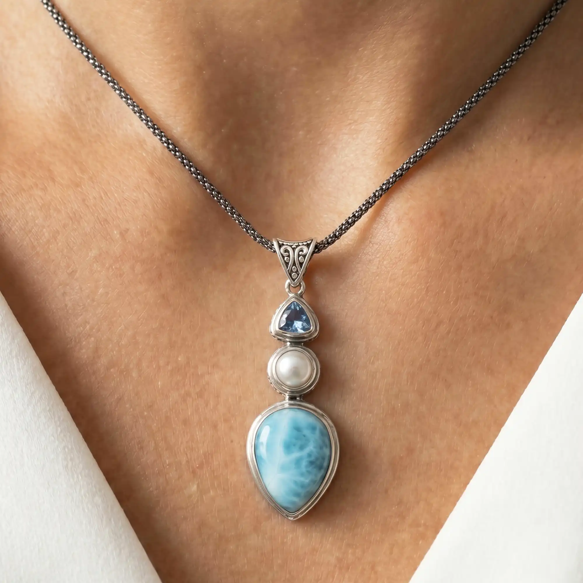 AZURE PEAR NECKLACE
