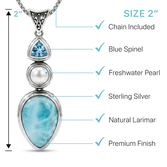 Vintage Necklace in sterling silver with larimar by marahlago