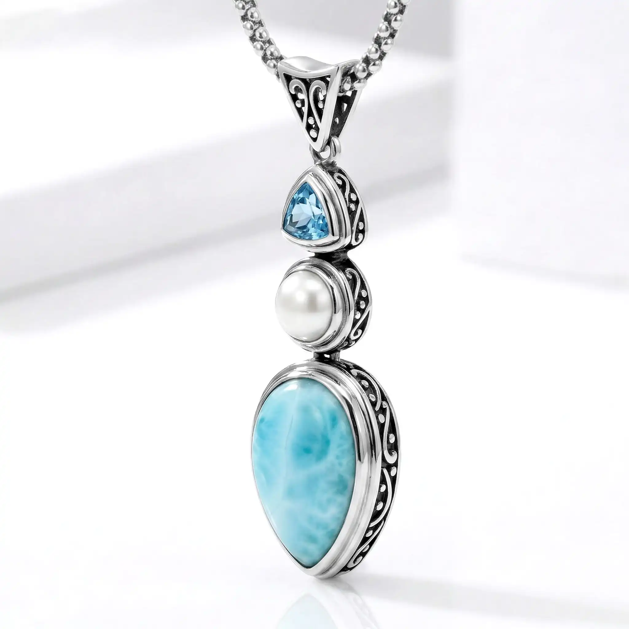 Larimar Vintage Necklace in sterling silver by Marahlago