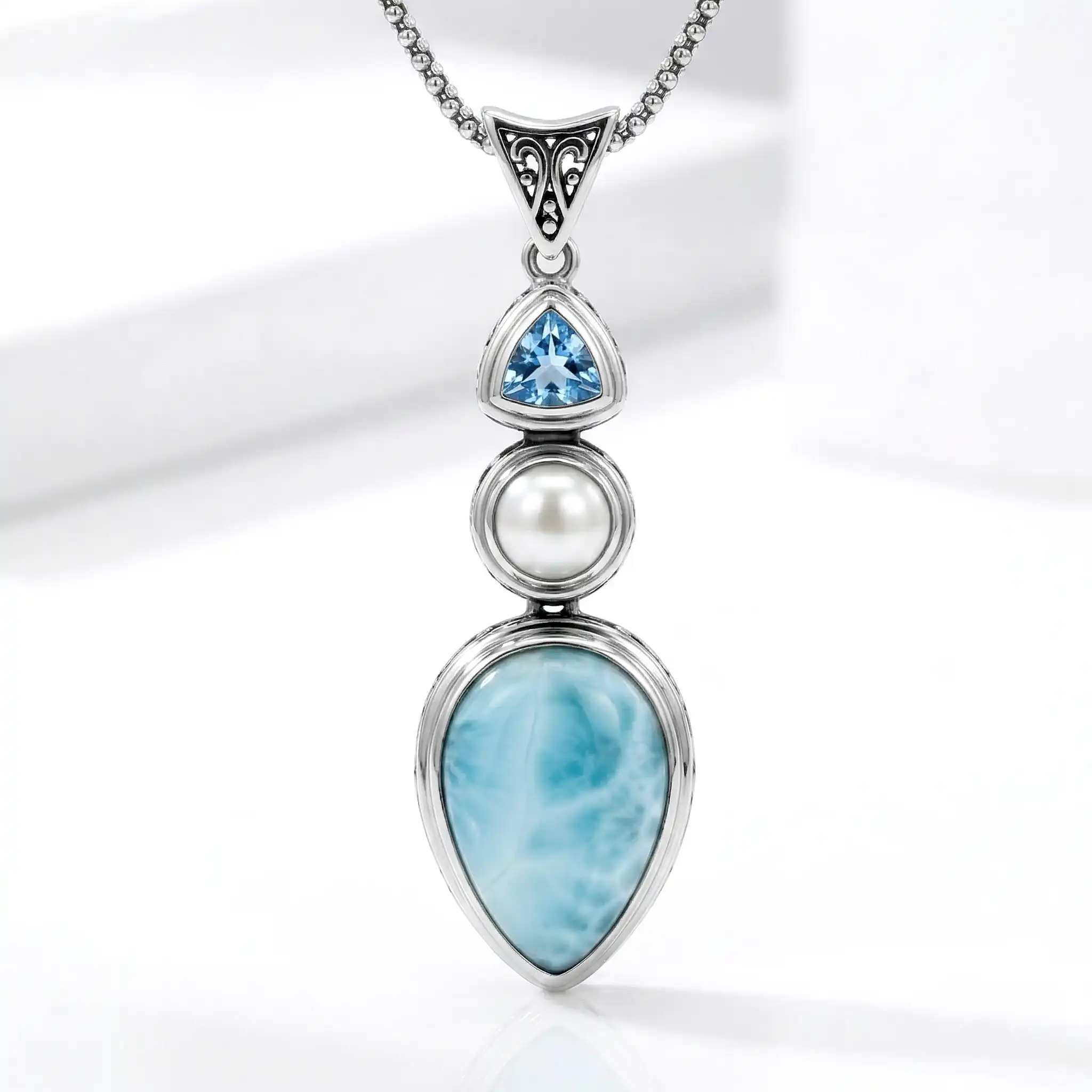 Larimar Vintage Necklace in sterling silver by Marahlago
