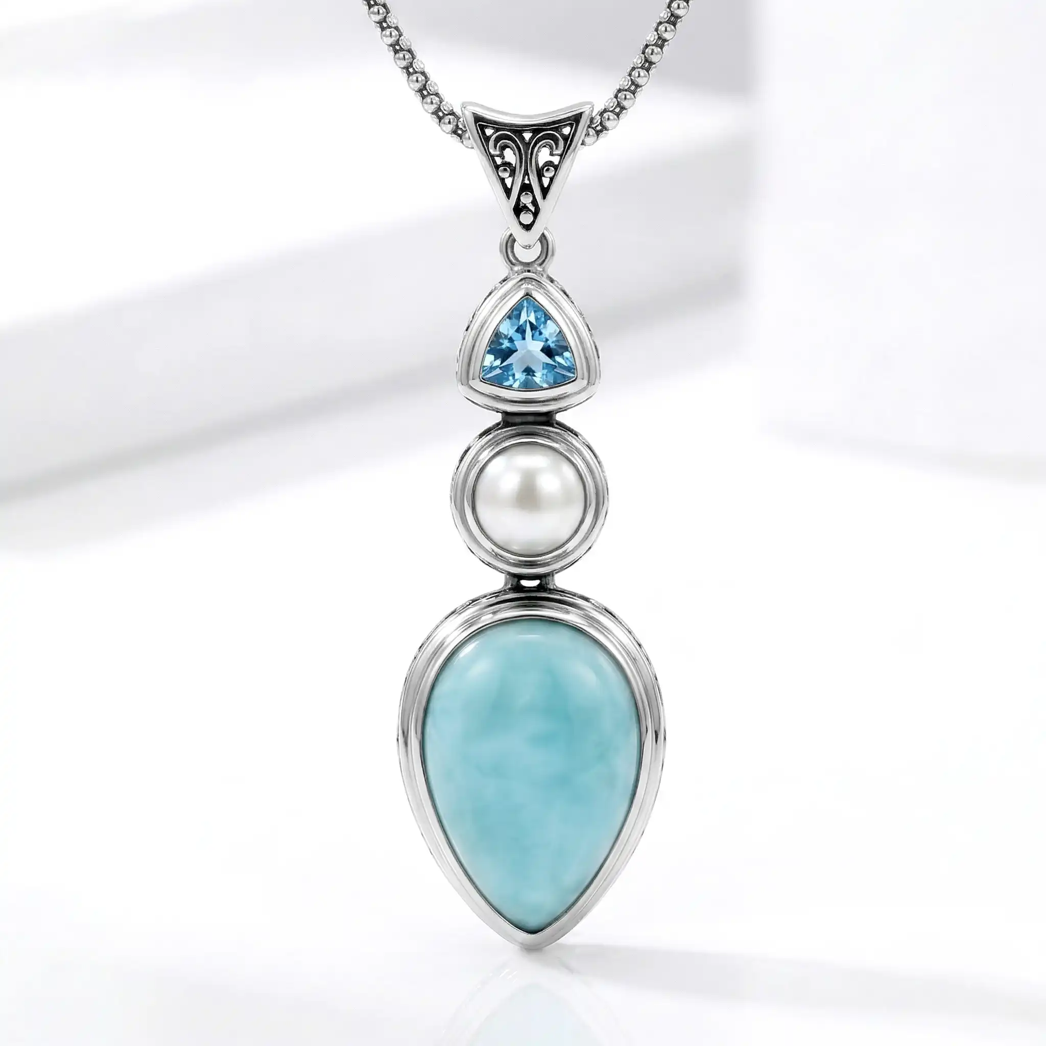 Larimar Vintage Necklace in sterling silver by Marahlago