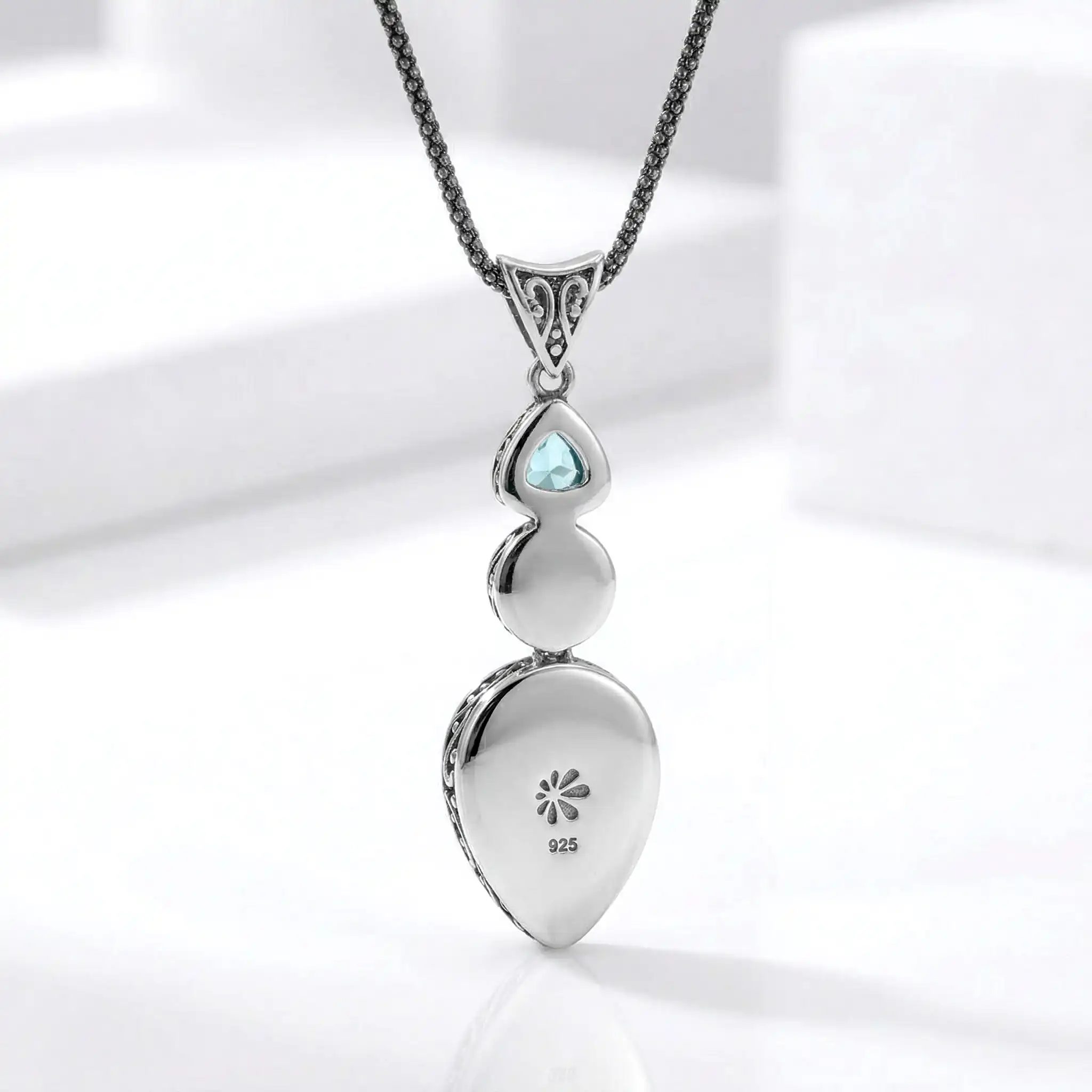 Vintage Necklace in sterling silver with larimar by marahlago