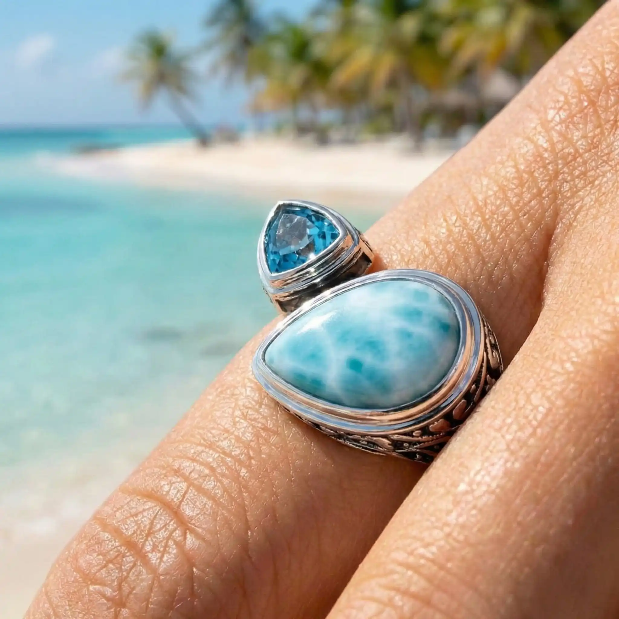 Vintage Ring in sterling silver with larimar by marahlago 