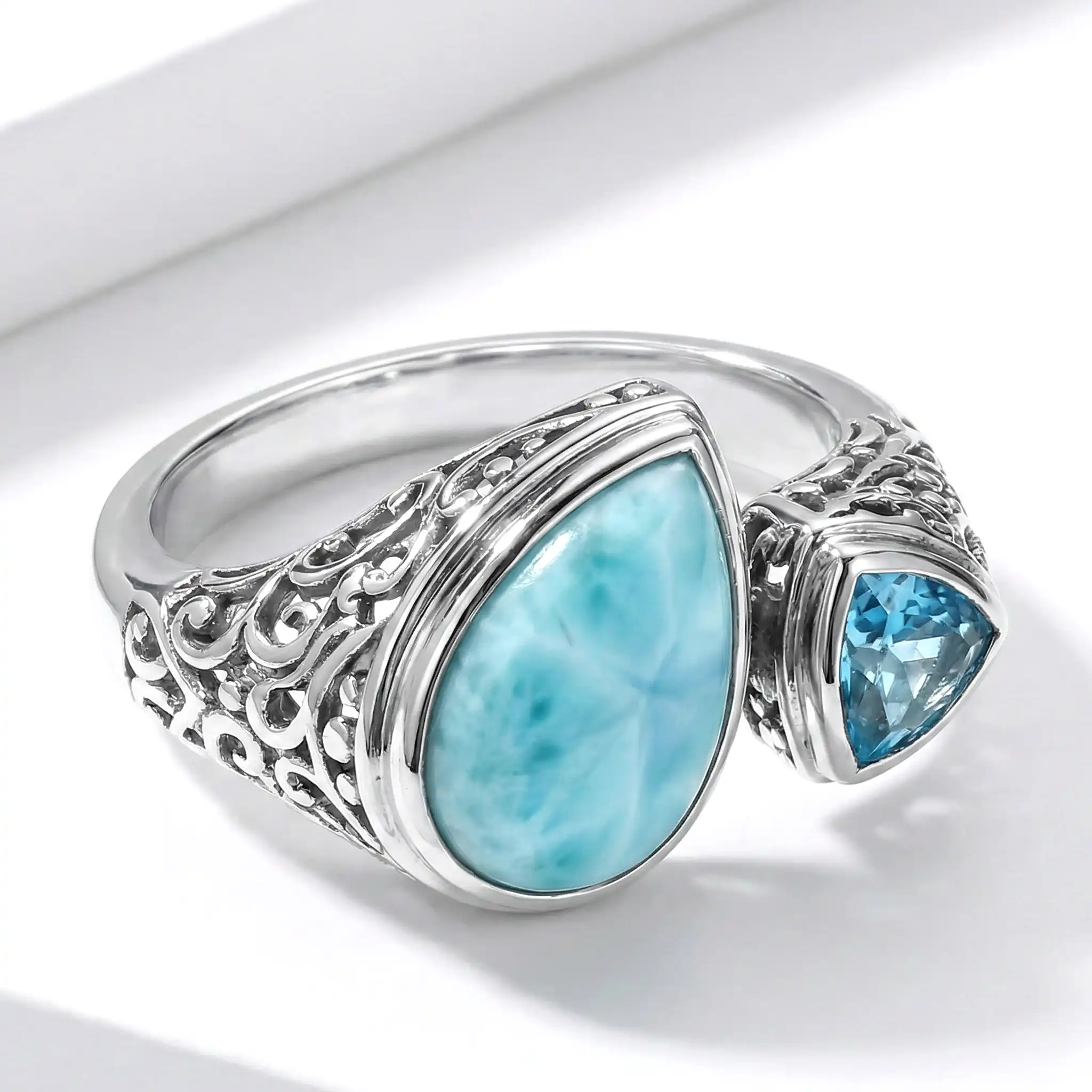 Vintage Ring in sterling silver with larimar by marahlago 