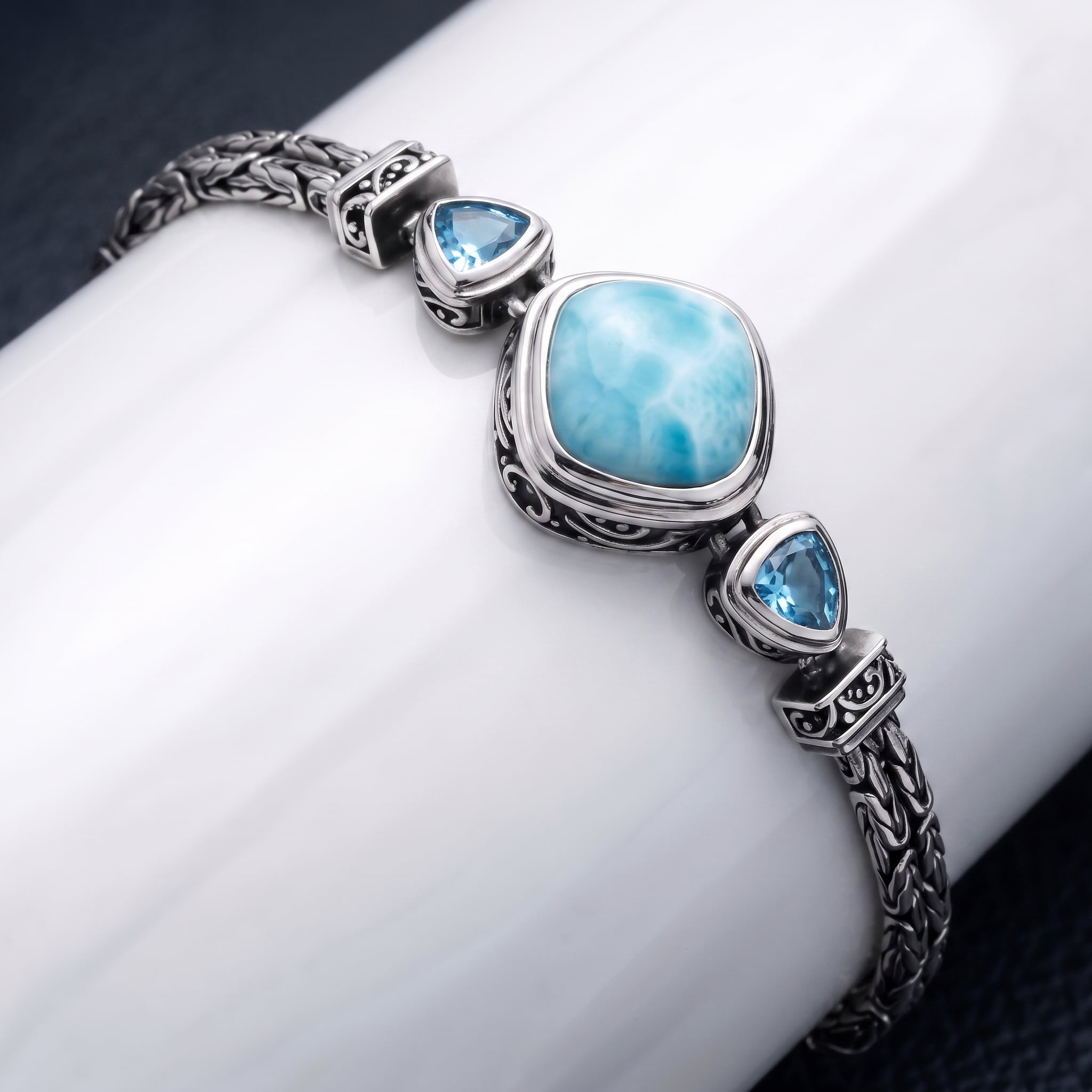 Larimar Azure Antique Bracelet in sterling silver 