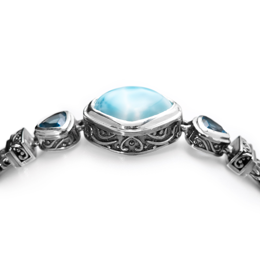 Antique Bracelet in sterling silver with larimar