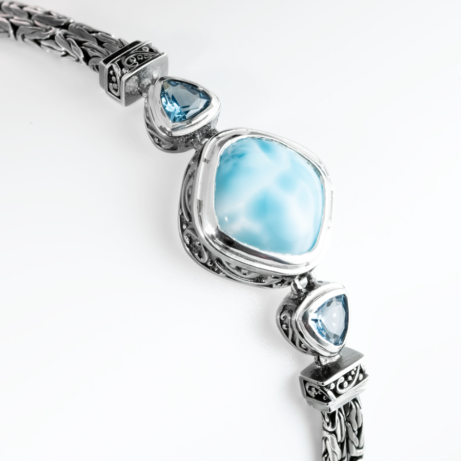 Antique Bracelet in sterling silver with larimar