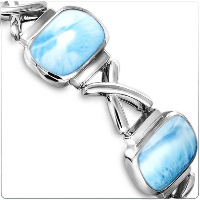 Larimar Sterling Silver Brie Adjustable Link Bracelet Marahlago Jewelry 