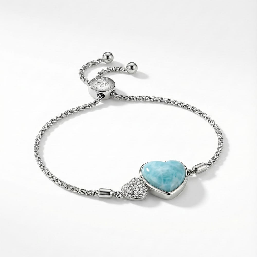 Heart Bracelet in Sterling silver with sapphire by Marahlago