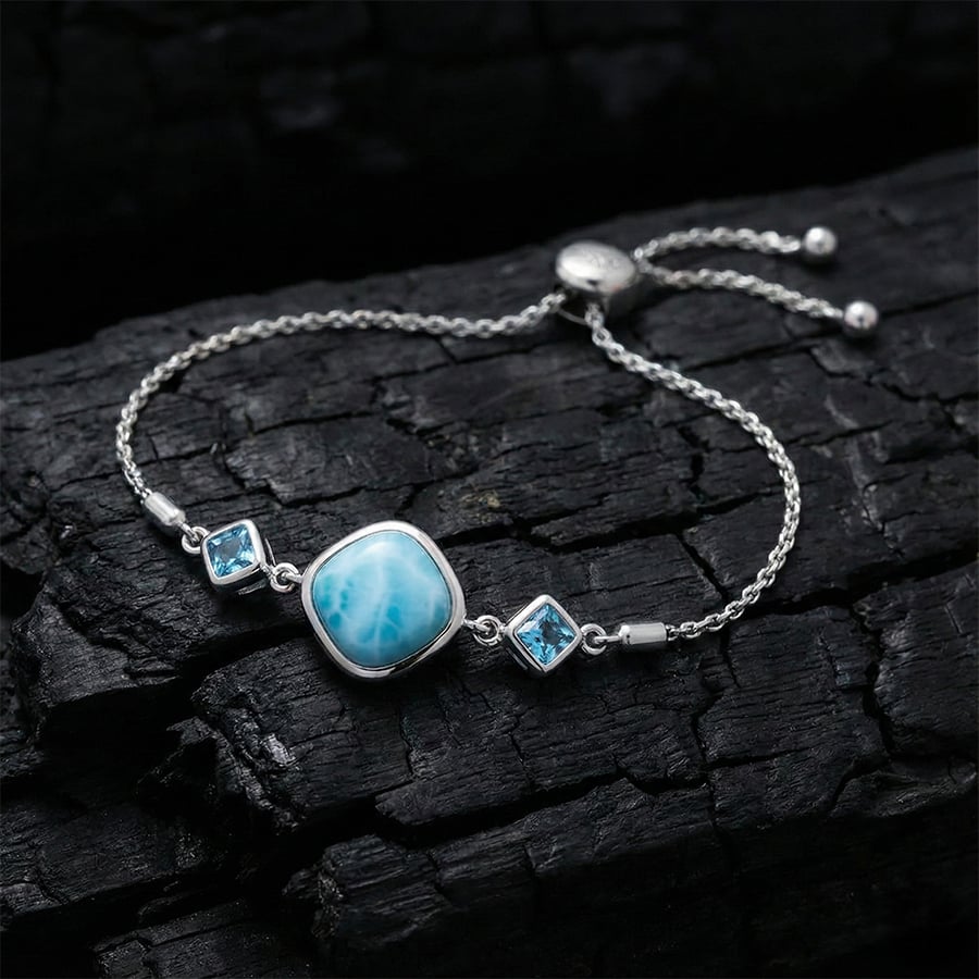 Blue Stone Bracelet with larimar and silver by marahlago