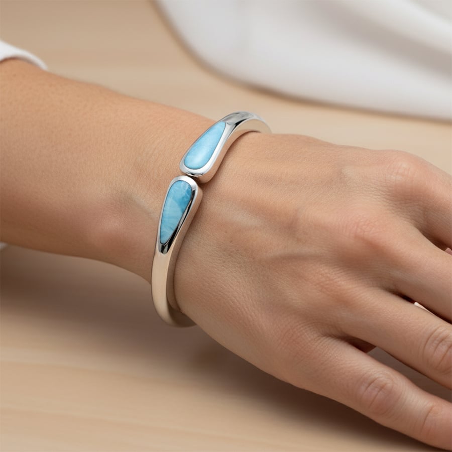 Larimar Bangle Bracelet on Model