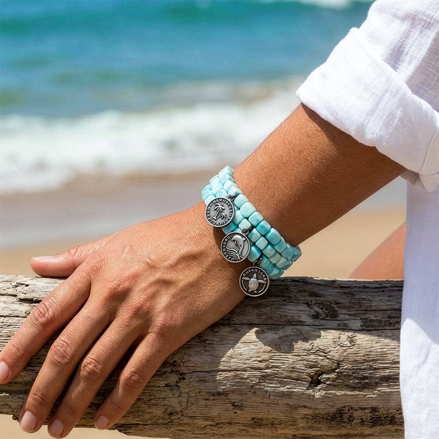 Beach Charm Bracelet with larimar by marahlago