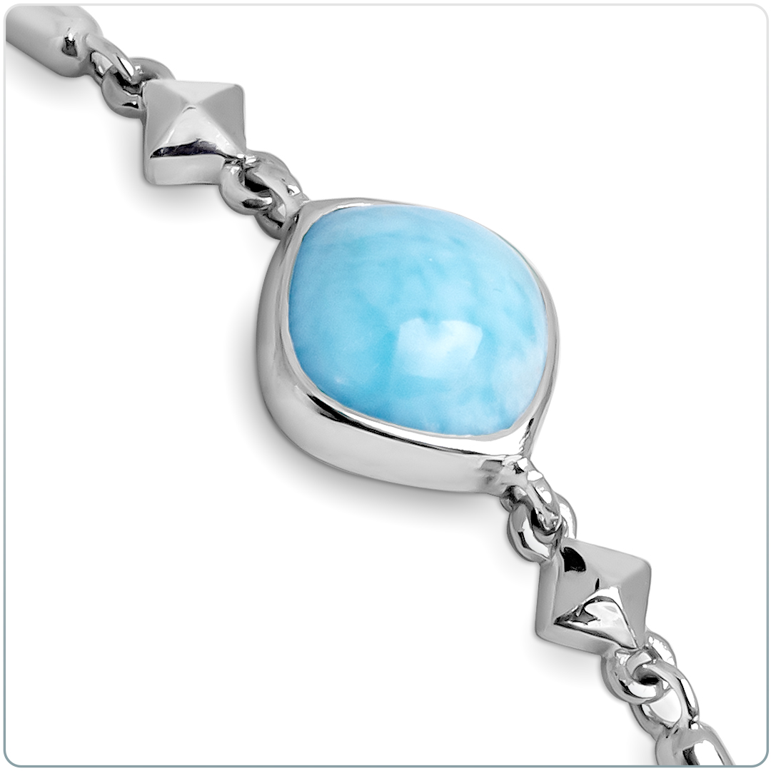 Larimar Sterling Silver Maya Adjustable Bolo Bracelet Marahlago Jewelry square Gemstone 