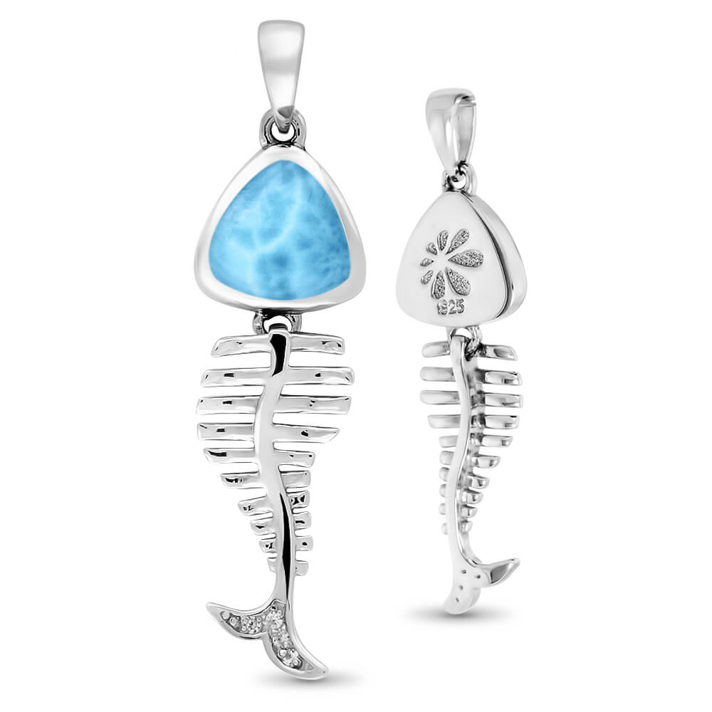 Fish Pendant with Larimar