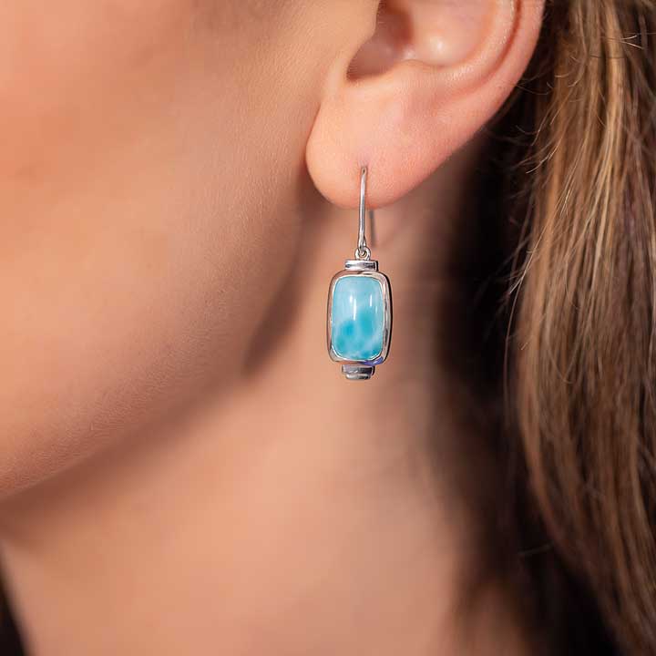 Larimar Sterling Silver Brie Wire Earrings Marahlago Jewelry