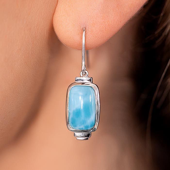 Larimar Sterling Silver Brie Wire Earrings Marahlago Jewelry