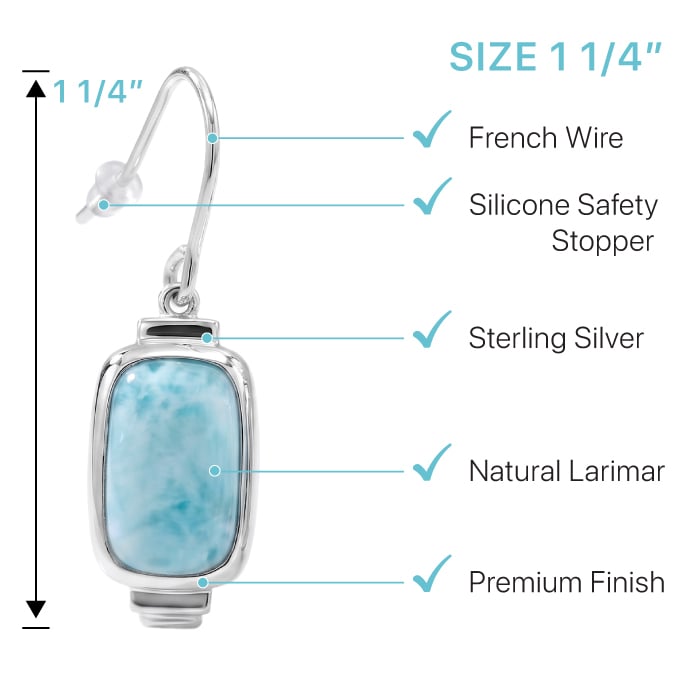 Larimar Sterling Silver Brie Wire Earrings Marahlago Jewelry 