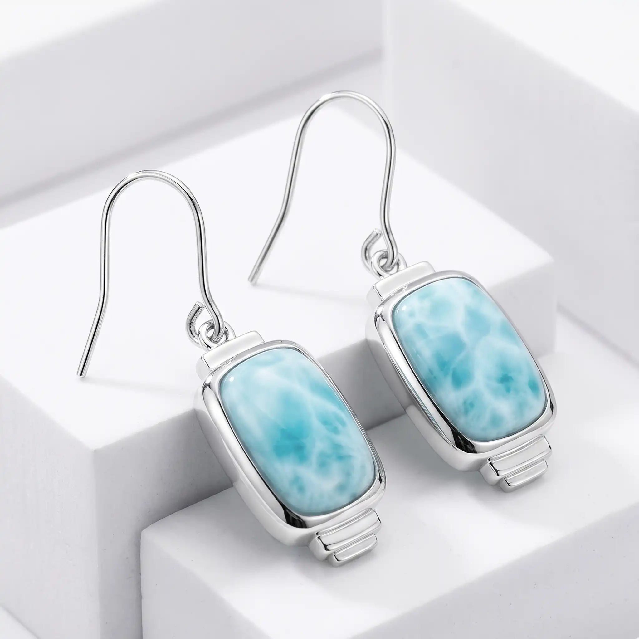 Larimar Sterling Silver Brie Wire Earrings Marahlago Jewelry 