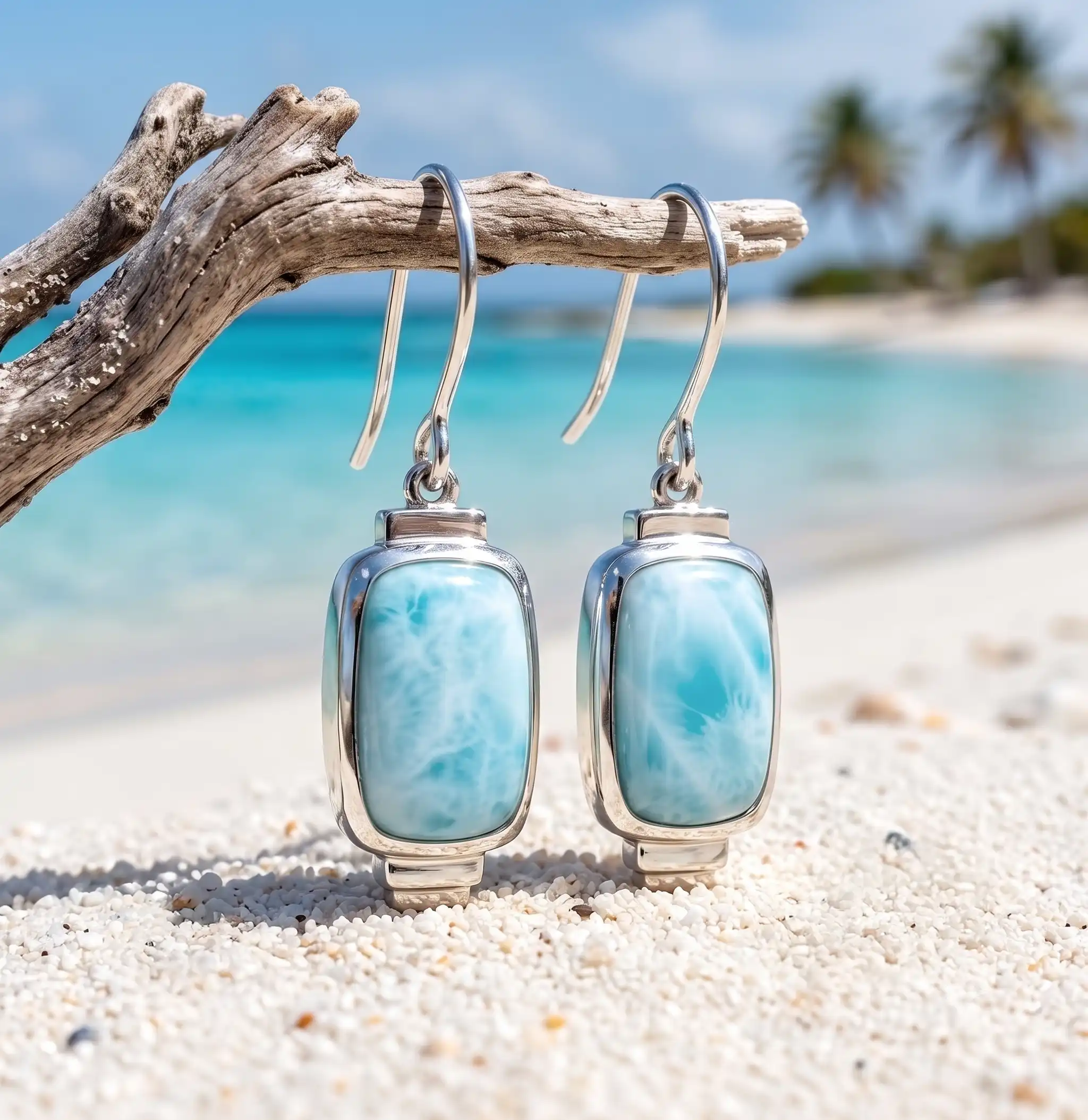 Larimar Sterling Silver Brie Wire Earrings Marahlago Jewelry 