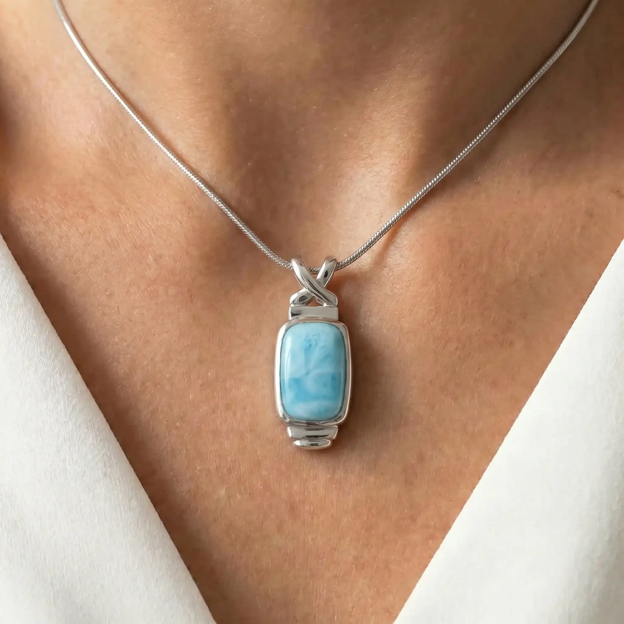 Larimar Brie Rectangle Necklace