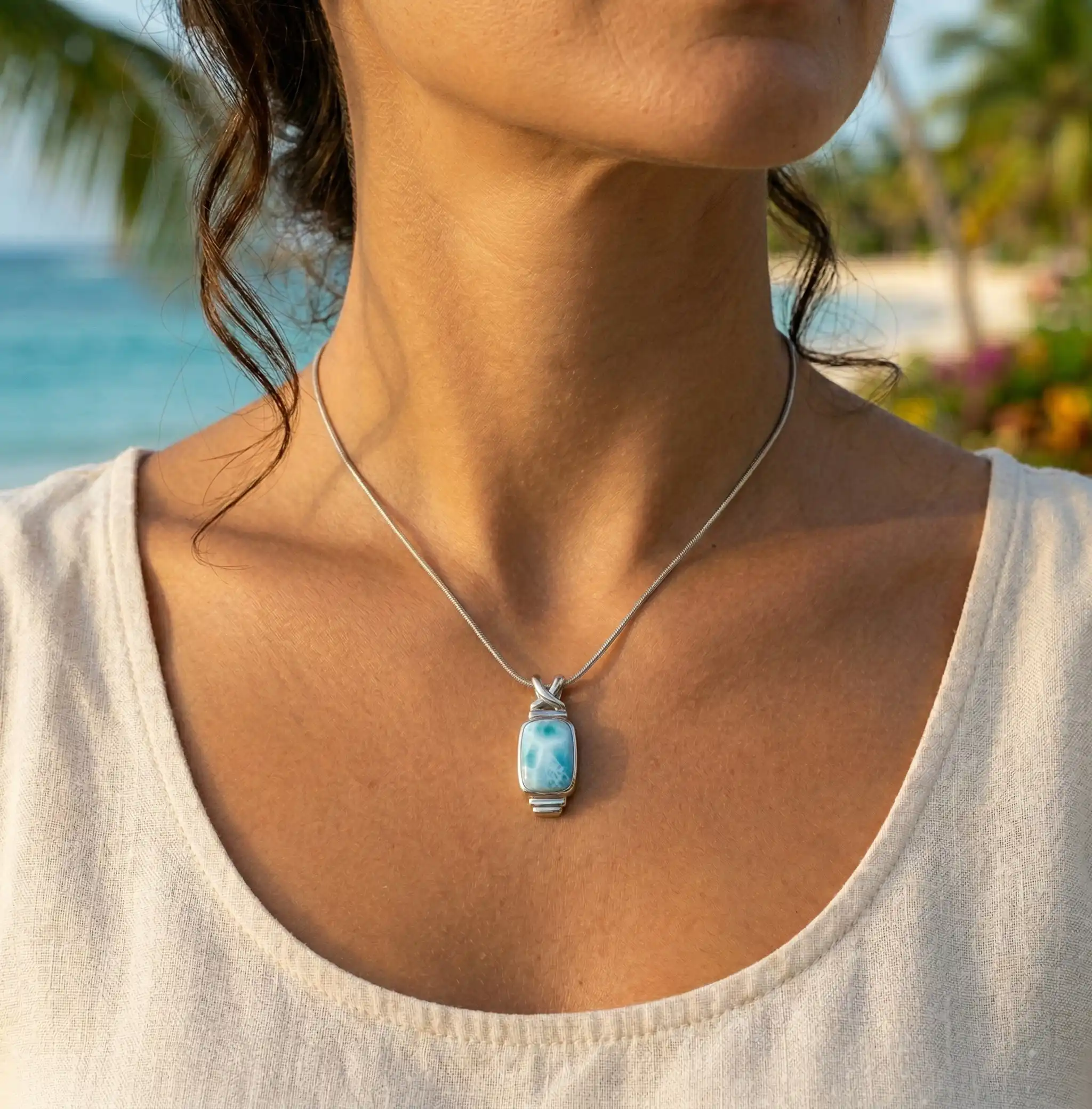 Larimar Rectangle Necklace