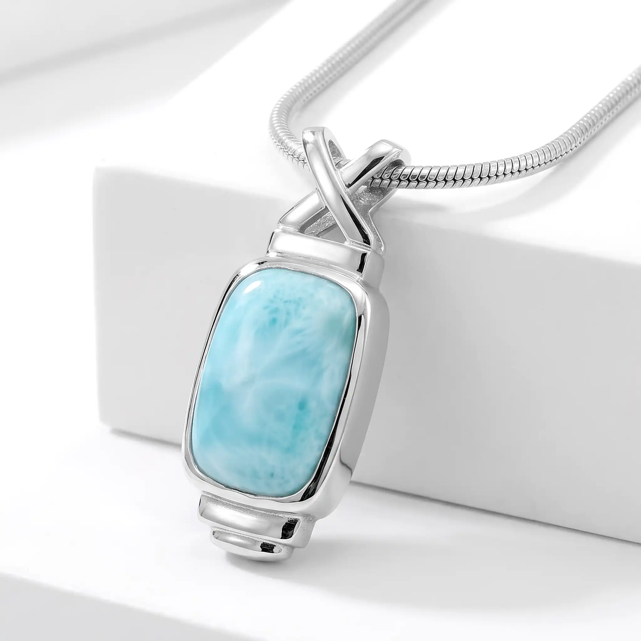 Larimar Brie Rectangle Necklace